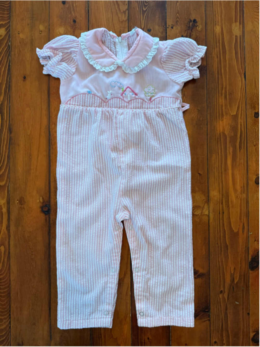 Baby Girl Unbranded Seersucker Romper 24 Months Pink White Striped
